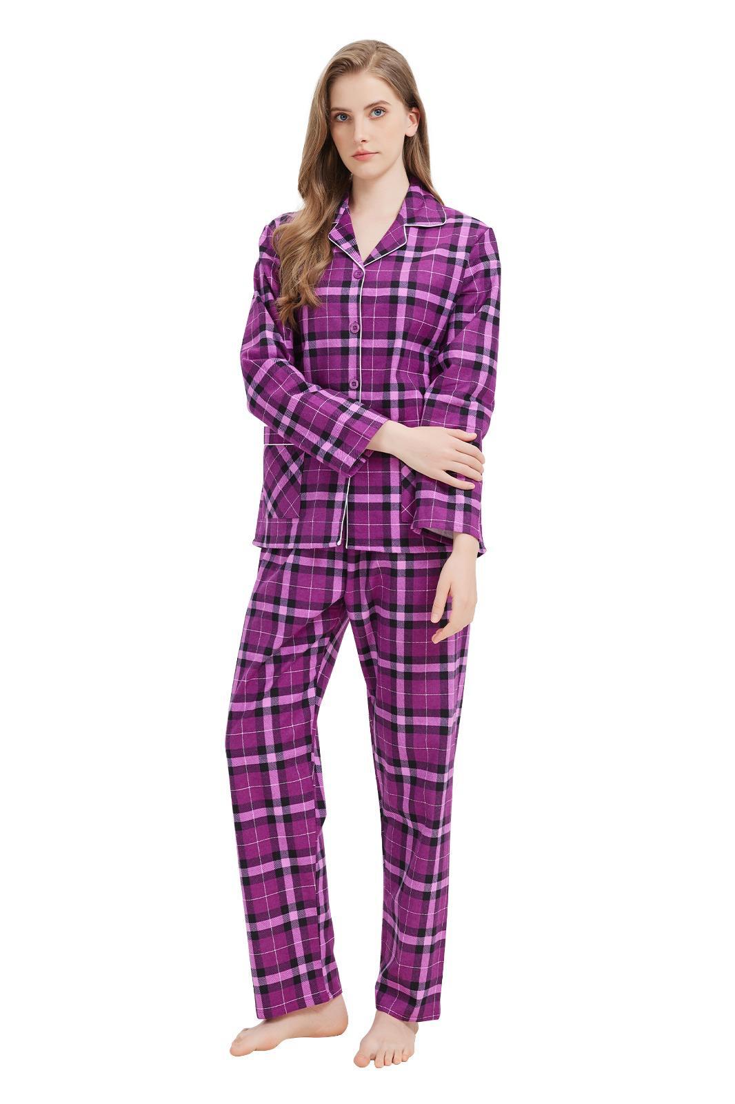 Series/6bucati, Pijama Dama GLOBAL, Finet gros, Bumbac, Carou Mov