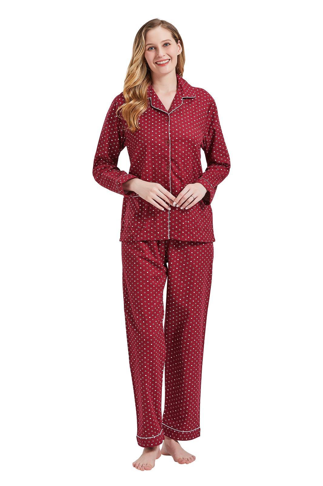 Series/6bucati, Pijama Dama GLOBAL, Finet gros, Bumbac, Inimioare