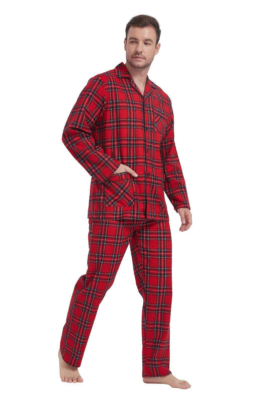 Series/6bucati, Pijama Barbati GLOBAL, Finet gros, Model Carouri, Rosu