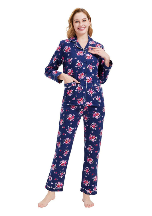 Series/6bucati, Pijama Dama GLOBAL, Finet gros, Bumbac, Floral