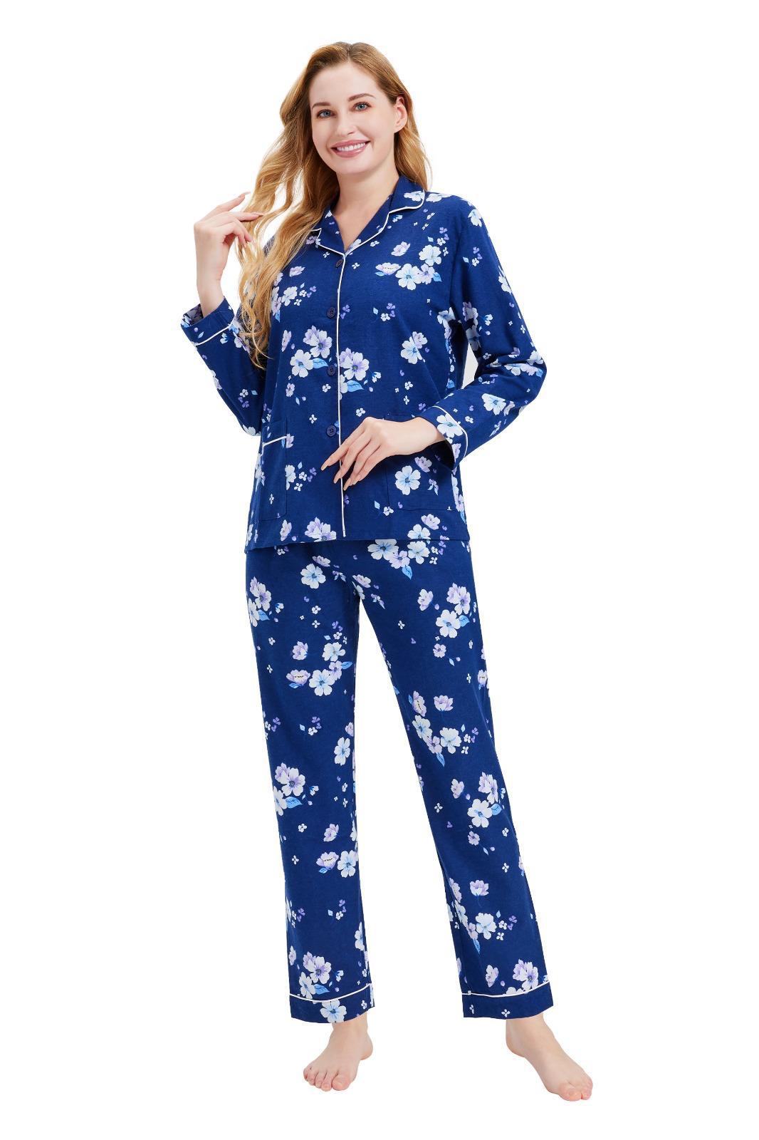 Series/6bucati, Pijama Dama GLOBAL, Finet gros, Bumbac, Floral