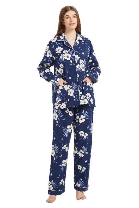 Series/6bucati, Pijama Dama GLOBAL, Finet gros, Bumbac, Hibiscus